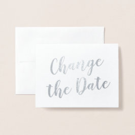 Tarjeta Con Relieve Metalizado Moda Elegante cambiar la fecha Boda Plata