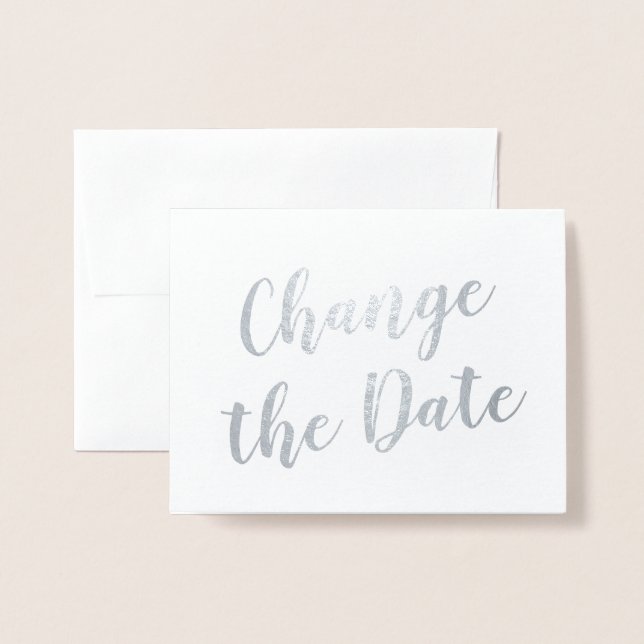 Tarjeta Con Relieve Metalizado Moda Elegante cambiar la fecha Boda Plata (Anverso con sobre)