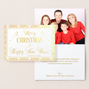 Tarjeta Con Relieve Metalizado Moda Real Gold Holidays Season Wire Personalizado