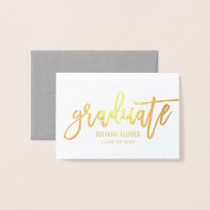 Tarjeta Con Relieve Metalizado Modern 2023 Nombre de graduado personalizado Gold