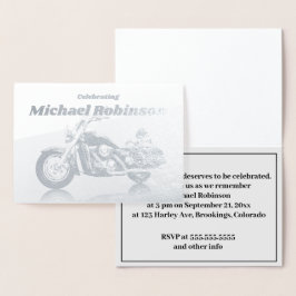 Tarjeta Con Relieve Metalizado Moderna celebración de la vida en motocicleta