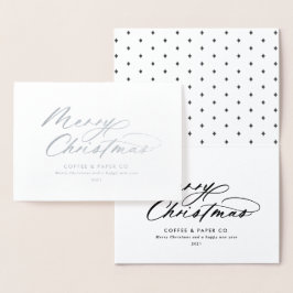Tarjeta Con Relieve Metalizado Moderna tipografía elegante guión corporativo