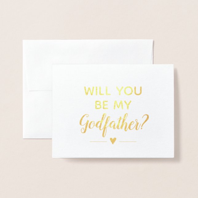 Tarjeta Con Relieve Metalizado Moderno Serás Mi Propuesta De Padrino (Anverso con sobre)
