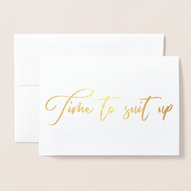 Tarjeta Con Relieve Metalizado Momento de presentar una propuesta de Groomsman (Anverso con sobre)