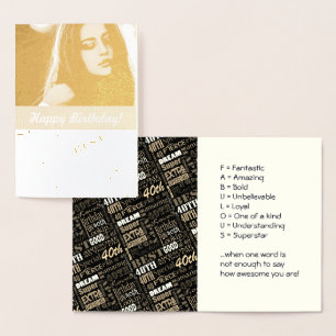 Tarjeta Con Relieve Metalizado Monograma especial de foto del Fiesta de cumpleaño