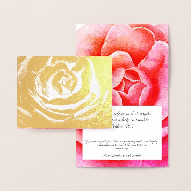 Tarjeta Con Relieve Metalizado Monograma floral cristiano elegante de oro (Demostración)