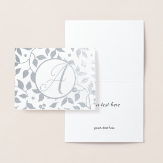 Tarjeta Con Relieve Metalizado Monograma floral elegante de oro o plata