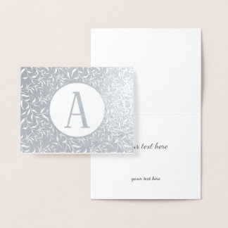 Tarjeta Con Relieve Metalizado Monograma floral elegante de oro o plata
