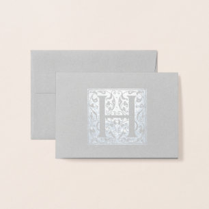 Tarjeta Con Relieve Metalizado Monograma H