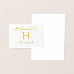 Tarjeta Con Relieve Metalizado Monograma HAMbyWG