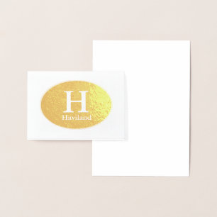 Tarjeta Con Relieve Metalizado Monograma HAMbyWG con óvalo