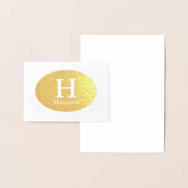 Tarjeta Con Relieve Metalizado Monograma HAMbyWG con óvalo (Demostración)