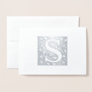 Tarjeta Con Relieve Metalizado Monograma S