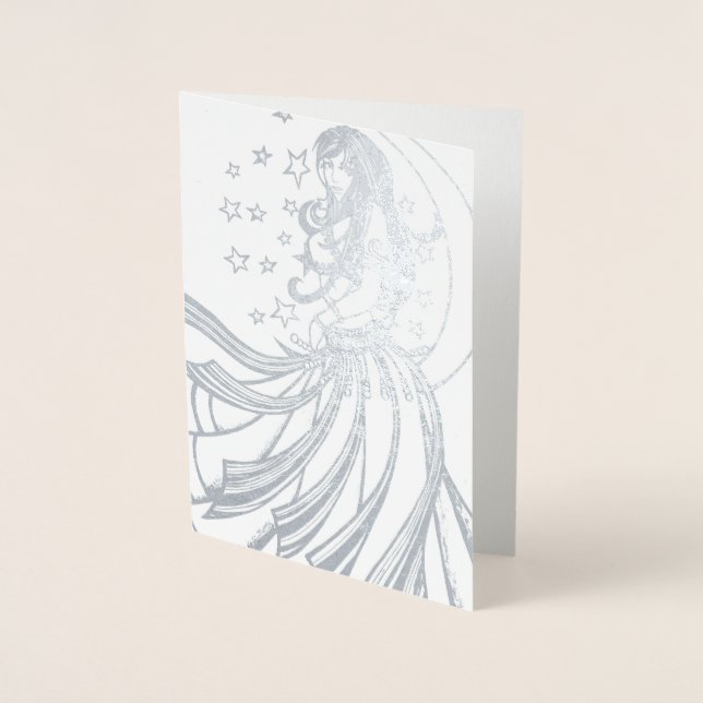 Tarjeta Con Relieve Metalizado Moon Belly Dance (Anverso)