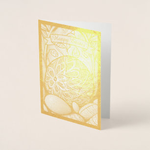 Tarjeta Con Relieve Metalizado Motif de Pascua b/w personalizado con huevos de Pa