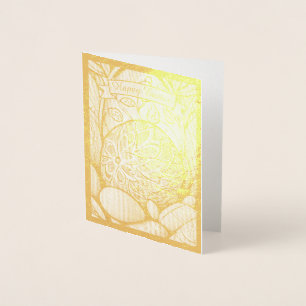 Tarjeta Con Relieve Metalizado motivo de Pascua dibujo en blanco y negro con huev
