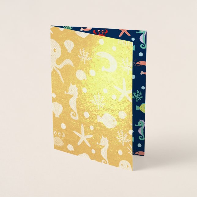 Tarjeta Con Relieve Metalizado Mundo del Mar (Anverso)