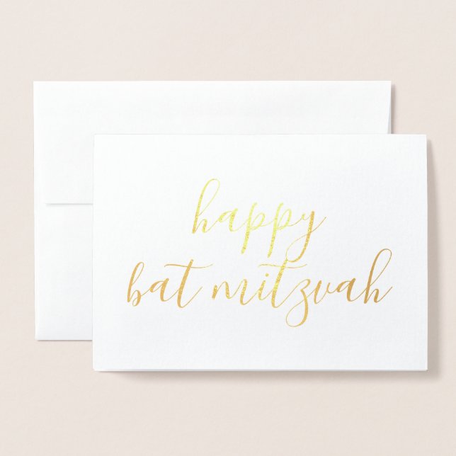 Tarjeta Con Relieve Metalizado Murciélago feliz mitzvah simple calilisis oro (Anverso con sobre)