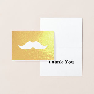 Tarjeta Con Relieve Metalizado Mustache Gracias Oro