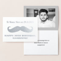 Mustache Happy Birday Handsome Humorous Silver