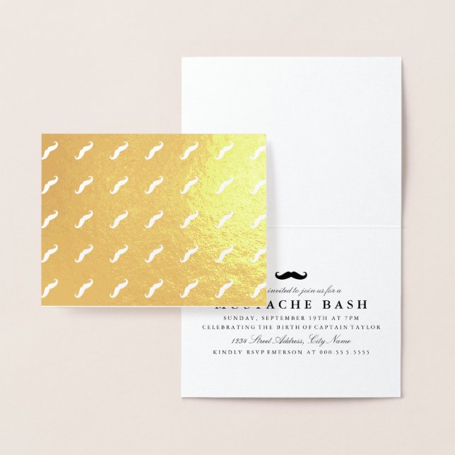 Tarjeta Con Relieve Metalizado Mustaches (Demostración)