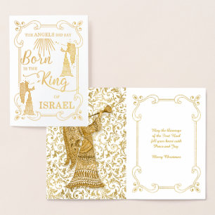 Tarjeta Con Relieve Metalizado Nacido es el Rey de Israel Navidades religiosos