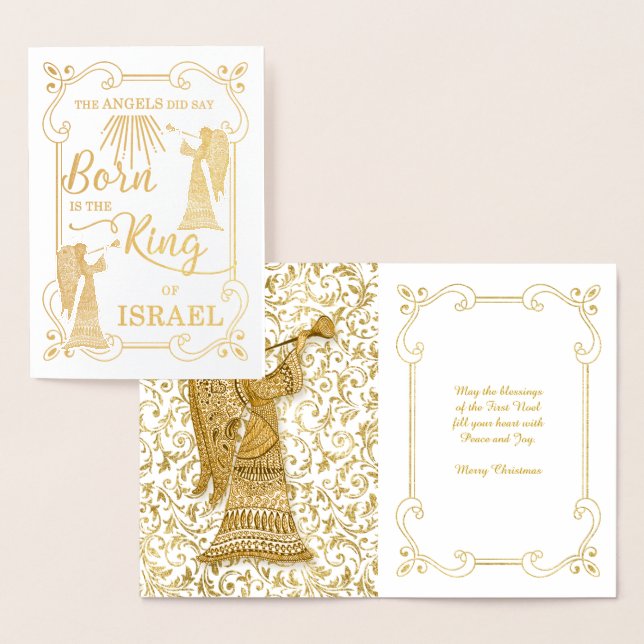 Tarjeta Con Relieve Metalizado Nacido es el Rey de Israel Navidades religiosos (Demostración)