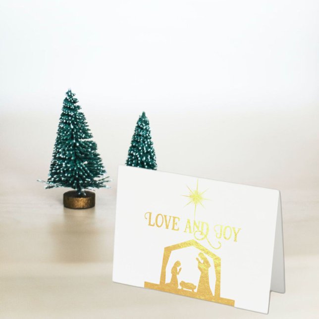 Tarjeta Con Relieve Metalizado Natividad de amor y alegría con Navidades Star Ele (Subido por el creador)