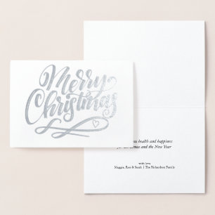 Tarjeta Con Relieve Metalizado Navidad Minimalista Lujo Plateado