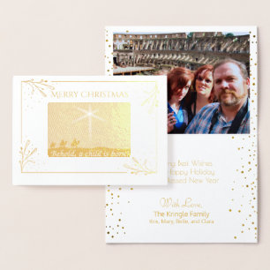 Tarjeta Con Relieve Metalizado Navidades cristianos sabios hombres elegante foto