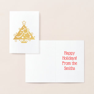 Tarjeta Con Relieve Metalizado Navidades de árbol de vacaciones 4Lee