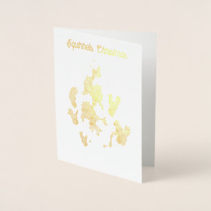 Tarjeta Con Relieve Metalizado Navidades de ardillas