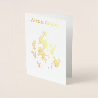 Tarjeta Con Relieve Metalizado Navidades de ardillas