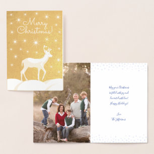 Tarjeta Con Relieve Metalizado Navidades de Deer Night Starry Sky Photo