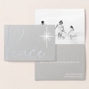 Tarjeta Con Relieve Metalizado Navidades de fotos minimalistas en blanco y negro 