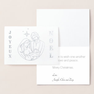 Tarjeta Con Relieve Metalizado Navidades de Joyeaux Noel Nativity Scene