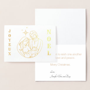 Tarjeta Con Relieve Metalizado Navidades de Joyeaux Noel Nativity Scene