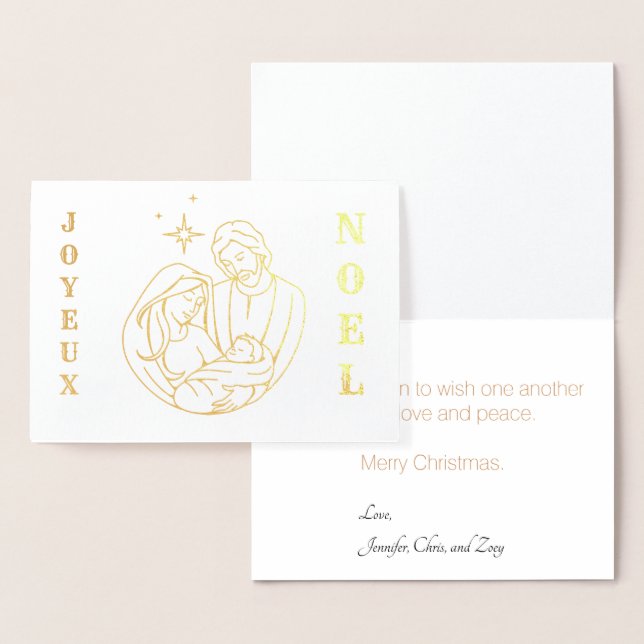 Tarjeta Con Relieve Metalizado Navidades de Joyeaux Noel Nativity Scene (Demostración)
