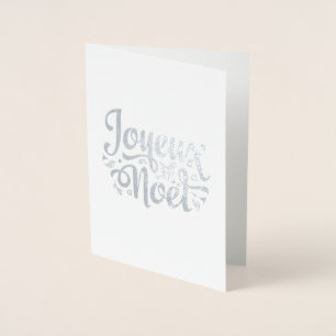 Tarjeta Con Relieve Metalizado Navidades de Joyeux Noel saludan la plata
