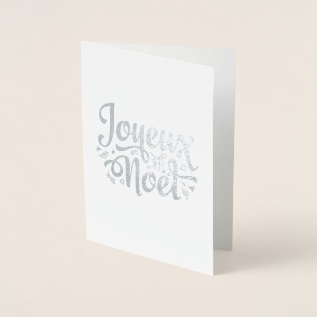 Tarjeta Con Relieve Metalizado Navidades de Joyeux Noel saludan la plata (Anverso)