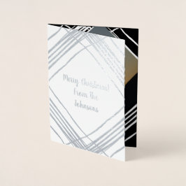 Tarjeta Con Relieve Metalizado Navidades de la familia de fotos en blanco y negro