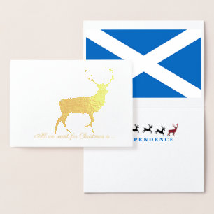 Tarjeta Con Relieve Metalizado Navidades de la independencia de Escocia