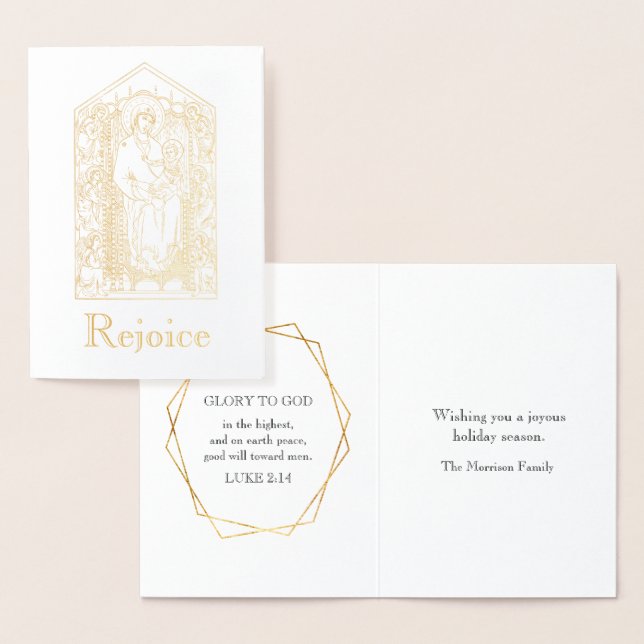 Tarjeta Con Relieve Metalizado Navidades de la Virgen María Jesús (Demostración)