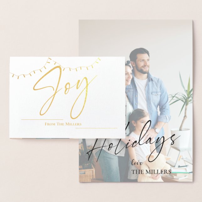 Tarjeta Con Relieve Metalizado Navidades de luz de cadena de nombre de familia de (Demostración)