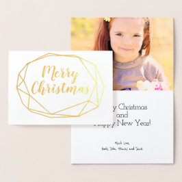 Tarjeta Con Relieve Metalizado Navidades de marco geométrico Foto de tipografía
