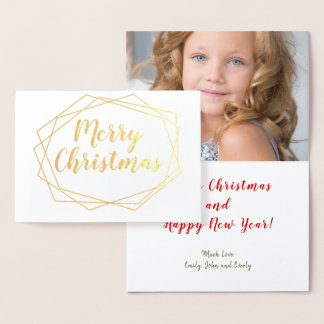 Tarjeta Con Relieve Metalizado Navidades de marco geométricos foto de Relieve met