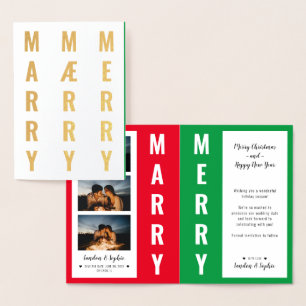 Tarjeta Con Relieve Metalizado navidades de "MARRY MAERRY MERRY" guardan foto de