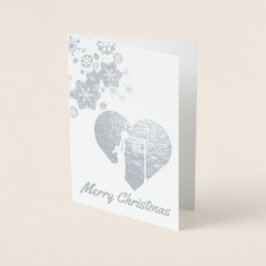 Tarjeta Con Relieve Metalizado Navidades de Netball Temático Snowflakes