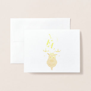 Tarjeta Con Relieve Metalizado Navidades de Noel Deer Bells Bauble Rudolf Snowfla
