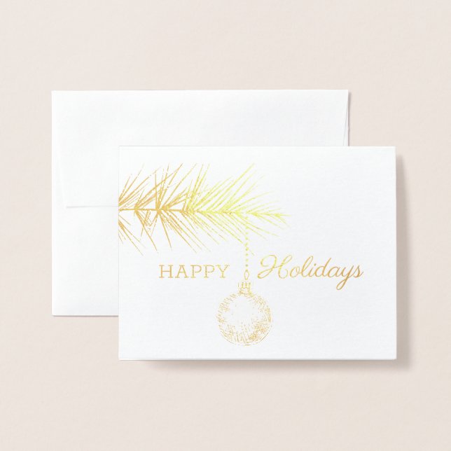 Tarjeta Con Relieve Metalizado Navidades de pino de empleados de negocios (Anverso con sobre)
